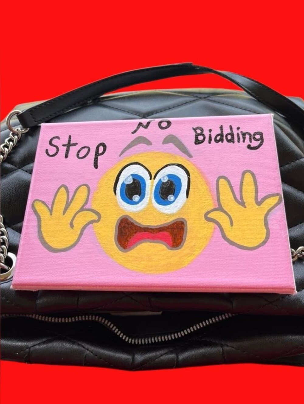 "Stop No Bidding" 5X7 Homemade Emoji Canvas Art